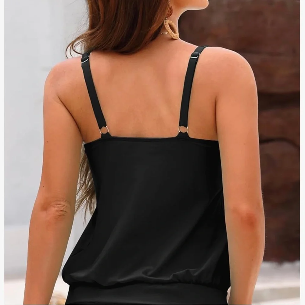 Womens Tankini Swimsuit Two piece Tummy Control Bathing Suit Modest NWT Size L
